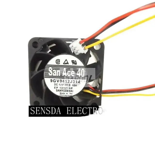 Alt view image 2 of 3 - 40mm X 28mm High Speed Fan for Sanyo 9GV0412J314 12V 0.60A Server Cooling Fan, 14700RPM, 24.0CFM, 3-Wire, Dual Ball Bearing