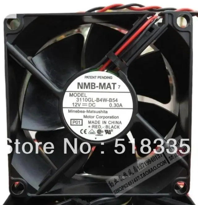 Main image of For 3110GL-B4W-B54 Brushless Server Square Fan Cooling Fan 8025 DC 12V 0.3A 80*80*25mm 8025