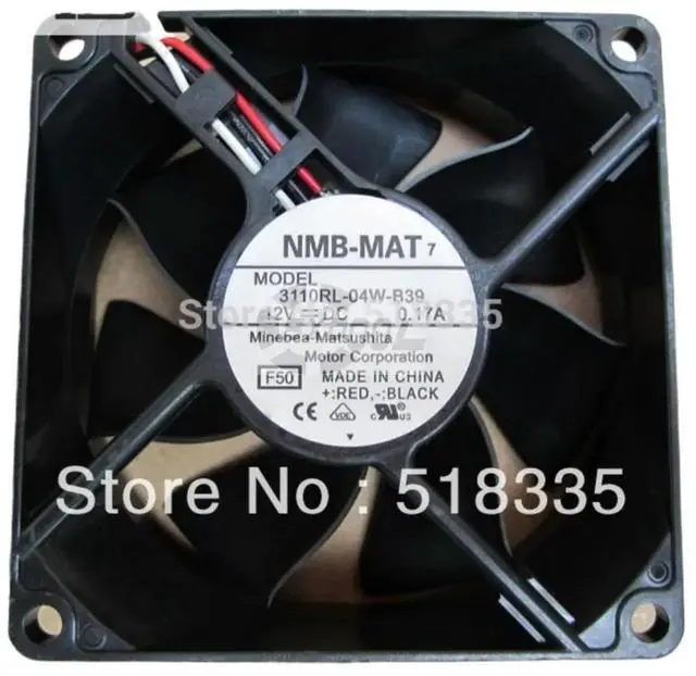 Main image of 80mm Fan for 3110RL-04W-B39 8025 12V 0.17A Dual Ball Cooling Fan, 2300RPM, 48.9CFM Server Inverter Application