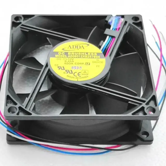 Alt view image 2 of 3 - 80mm 8cm Axial Fan for ADDA 8025 4-Wire Speed Regulated Fan, Double Ball Bearing, 12V, 0.45A, AD0812XB257B04