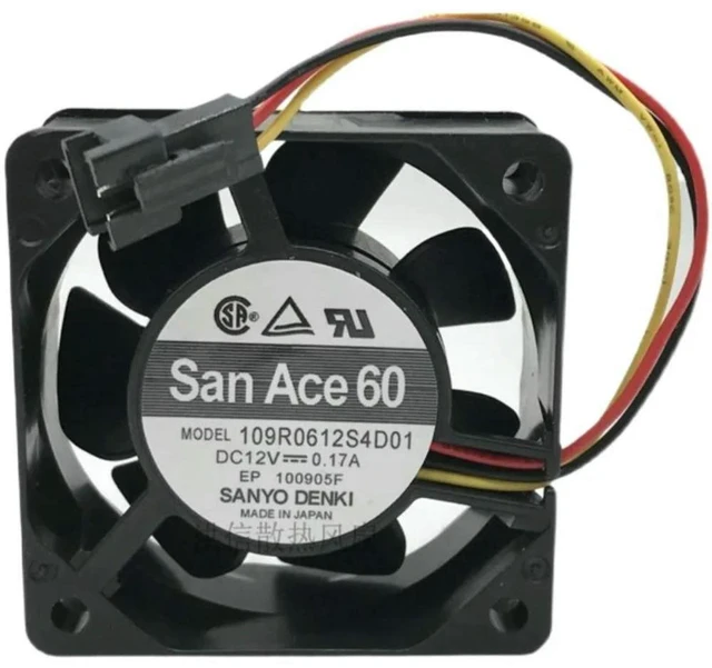 Main image of San Ace 60 109R0612S4D01 60mm 6cm Computer PC Cooling Fan,60X60X25mm DC 12V 0.17A 6025 Cooler