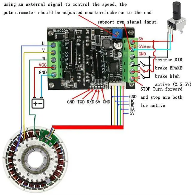 Main image of BLDC Motor Driver 500W High Power 6-60V 20A Hall Brushless Motor Speed Control Board PWM DC Three-phase Motor Drive Module