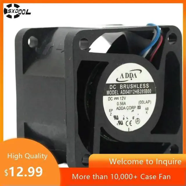 Alt view image 2 of 3 - 40mm X 28mm High Speed Axial Fan for ADDA AD04012HB285B00 12V 0.56A Dual Ball Bearing Server Cooling