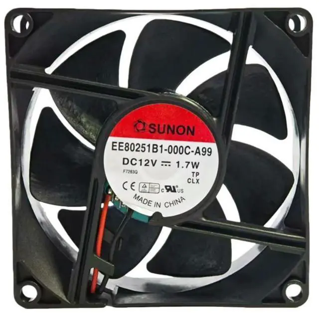 Main image of for EE80251B1-000C-A99 8025 12V DC Ball Bearing Cooling Fan 80x80x25mm 51CFM 3000RPM 2-Pin High Speed