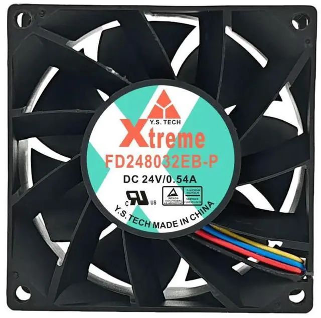 Alt view image 2 of 3 - for Y.S.TECH FD248032EB-P 80x80x32mm Dual Ball Bearing Cooling Fan - 24V 0.54A 4600RPM 69.4CFM for Inverters/Servers