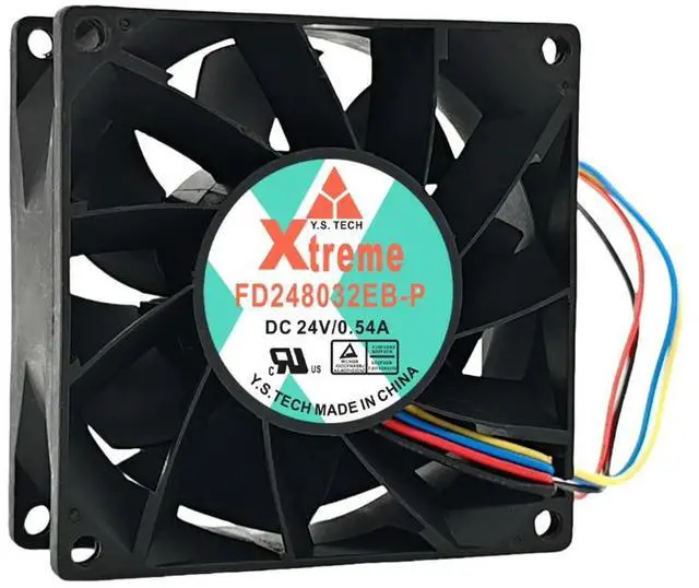 Alt view image 3 of 3 - for Y.S.TECH FD248032EB-P 80x80x32mm Dual Ball Bearing Cooling Fan - 24V 0.54A 4600RPM 69.4CFM for Inverters/Servers