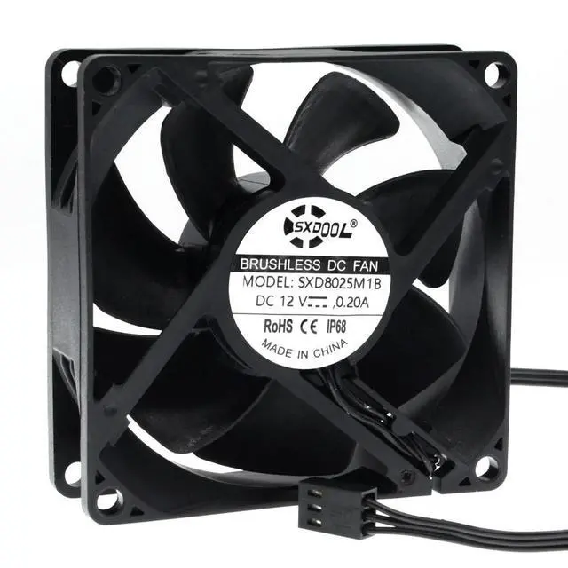 Alt view image 2 of 3 - IP68 80mm 8cm Waterproof Dustproof DC 12V Cooling Fan 80X80X25mm Dual Ball Bearing 3-Pin PC Computer Chassis PSU