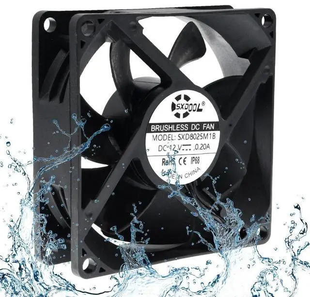 Alt view image 3 of 3 - IP68 80mm 8cm Waterproof Dustproof DC 12V Cooling Fan 80X80X25mm Dual Ball Bearing 3-Pin PC Computer Chassis PSU
