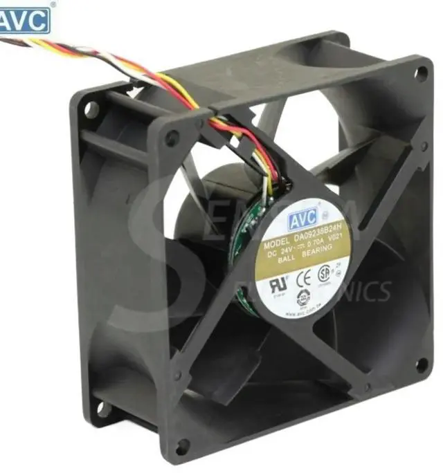 Alt view image 2 of 3 - 92mm Fan for AVC DA09238B24H-018 24V 0.7A 92x92x38mm High-Performance Square Cooling Computer Server Inverter 3-Wire