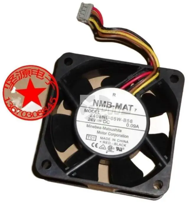 Alt view image 2 of 3 - 60mm X 20mm Axial Fan for 2408NL-05W-B56 6020 6cm 24V 0.09A 4-Wire Cooling