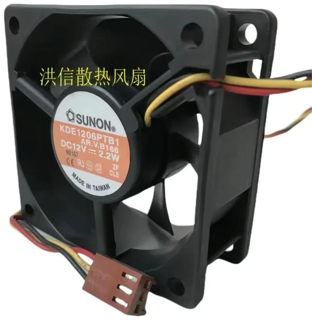 Alt view image 3 of 3 - 2pcs 6cm Fan for KDE1206PTB1 60mm 12V 2.2W 3-Wire Axial Cooling