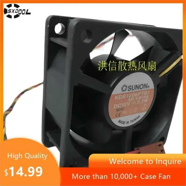 Alt view image 2 of 3 - 2pcs 6cm Fan for KDE1206PTB1 60mm 12V 2.2W 3-Wire Axial Cooling