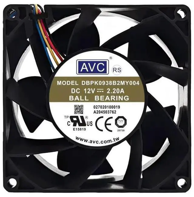 Alt view image 2 of 3 - For AVC DBPK0938B2MY004 90x90x38mm DC12V 55.3W 12900RPM High Speed Industrial Axial Cooling Fan 9cm