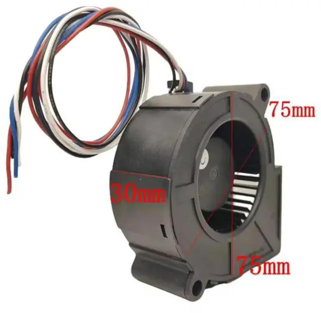 Alt view image 2 of 3 - ADDA 7530 Turbo Blower Fan AB07512UB300BM2, 12V 0.60A PWM High Airflow Cooling Fan, 75x75x30mm Brushless Blower for PC, Server