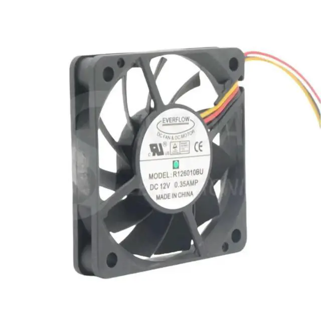 Alt view image 2 of 3 - 2pcs 60mm Fan 6cm R126010BU 60x60x10mm DC 12V 0.35A High-Speed Slim CPU Cooling Dual Ball Bearing Heatsink