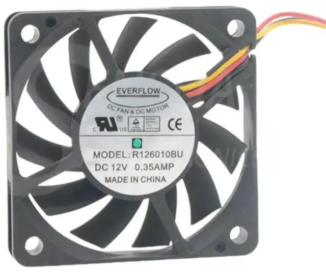 Main image of 2pcs 60mm Fan 6cm R126010BU 60x60x10mm DC 12V 0.35A High-Speed Slim CPU Cooling Dual Ball Bearing Heatsink