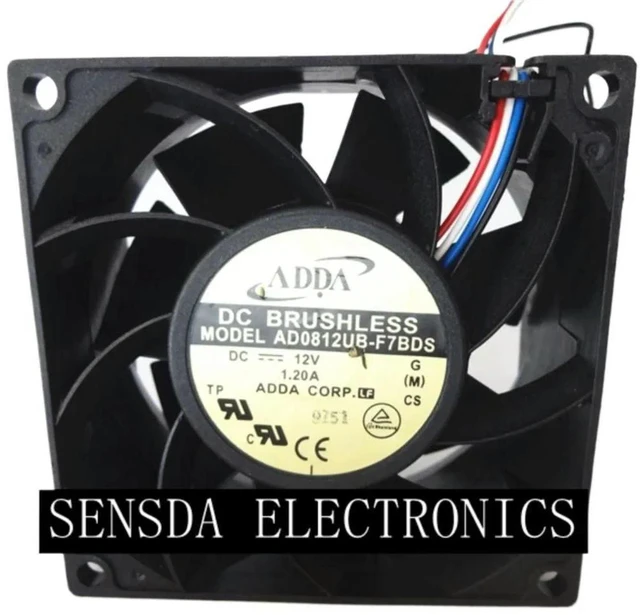 Alt view image 2 of 2 - 80mm Fan for ADDA AD0812UB-F7BDS 12V 1.20A High-Speed Cooling 5000RPM, 97CFM, 57dBA Noise, PWM 4-Wire
