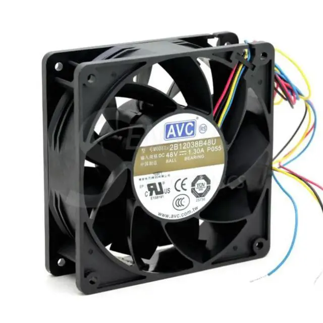 Alt view image 2 of 3 - For AVC 2B12038B48U -P055 DC 48V 1.3A 12cm 120mm 12038 4-wire PWM server inverter axial cooling fans cooler