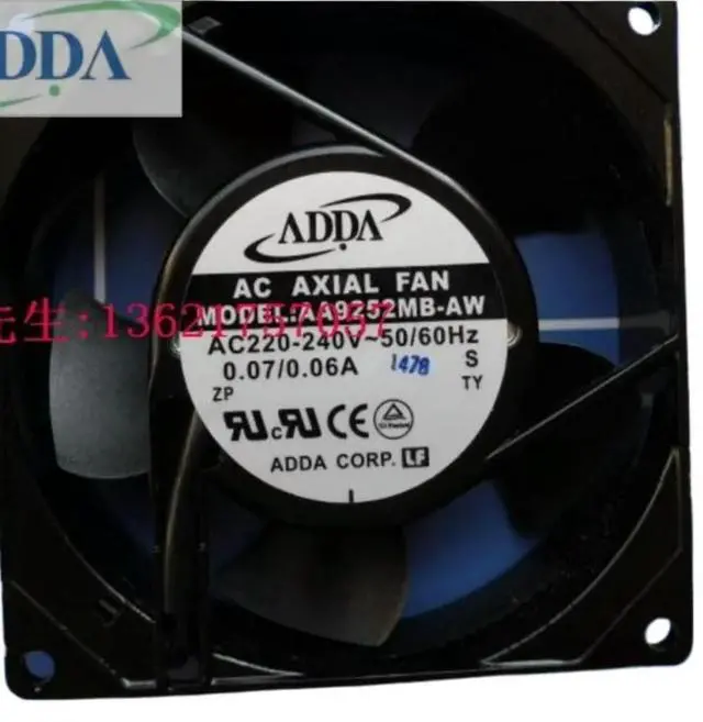 Main image of 92mm 220V Fan for ADDA AA92252MB-AW 92x92x25mm AC 0.07A Dual Ball Bearing Axial Cooling Industrial Applications