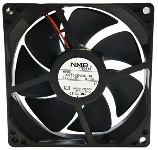 Main image of for 09225SS-24N-BA 92x92x25mm DC24V Ball Bearing Cooling Fan, 2600RPM 29CFM, Quiet 34dBA for Server, Power Supply