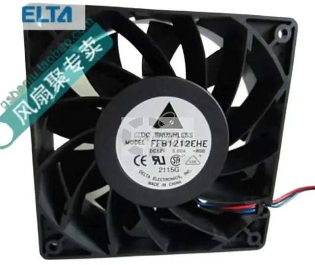 Main image of High Speed Fan 12038 for Delta FFB1212EHE-R00 120mm 12V Cooling Fan, 3A, 120x120x38mm DIY GPU Mining & Industrial