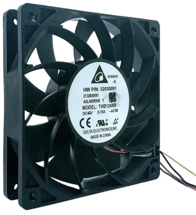 Alt view image 3 of 3 - 120mm 48V Server Fan High Speed for Delta THB1248B 12cm DC48V 0.75A 4-Wire PWM Industrial Cooling