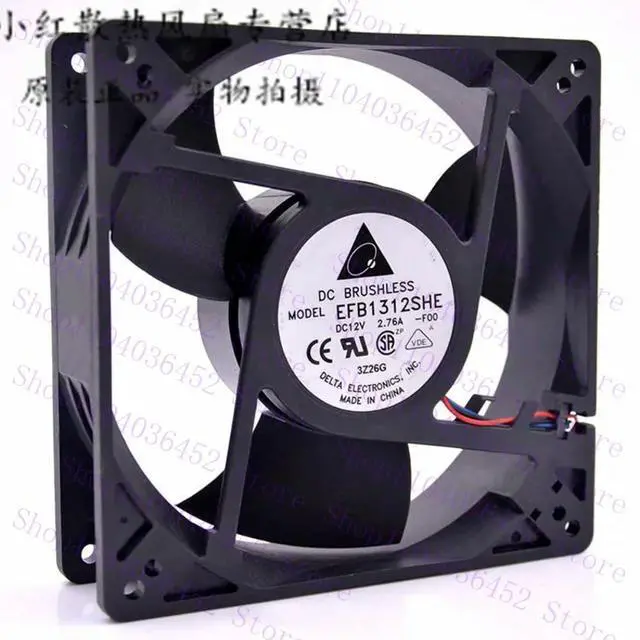 Alt view image 2 of 2 - -for Delta Electronics EFB1312SHE F00 DC 12V 2.76A 127x127x38mm 3-Wire Server Cooling Fan