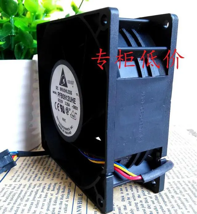 Alt view image 2 of 3 - for delta PFB0912UHE DC 12V 2.35A Server Square 90x90x38mm 3-wire cooling fan