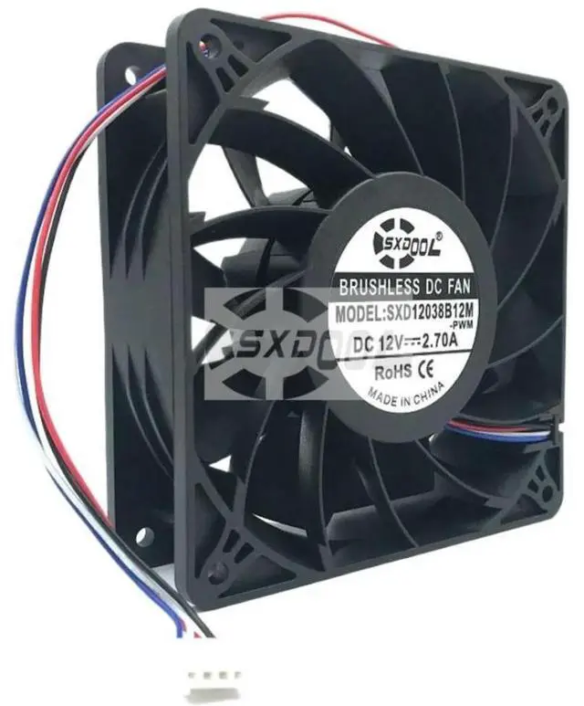 Alt view image 2 of 3 - SXD12038B12M 12038 DC12V 4500RPM 200CFM Cooling Fan for Antminer Bitmain S7 S9, High Airflow Miner