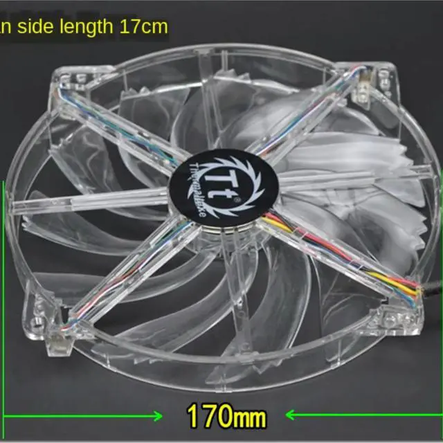 Alt view image 3 of 3 - For TT 17cm 170mm Chassis Fan Ultra-Quiet Computer Cooling Ventilating Fan 17020 Led Blue Light Fan 170x170x20mm
