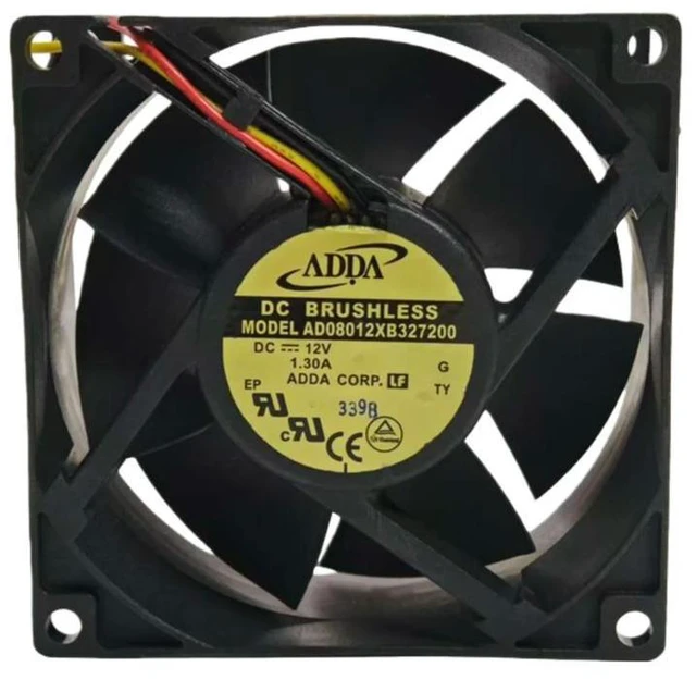 Alt view image 2 of 3 - for ADDA AD08012XB327200 80x80x32mm DC12V 0.72A Cooling Fan 7000RPM 97CFM with Alarm Signal for Elevator Control Cabinet