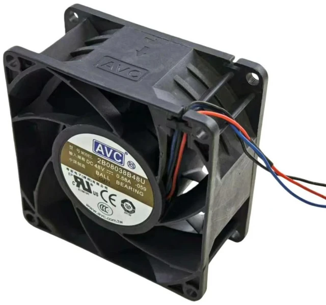 Main image of For AVC 2B08038B48U DC 48V 0.58A 80mm Fan 8038 8000RPM 116CFM Server Inverter Telecom Violent Cooling Fan Ball Bearing