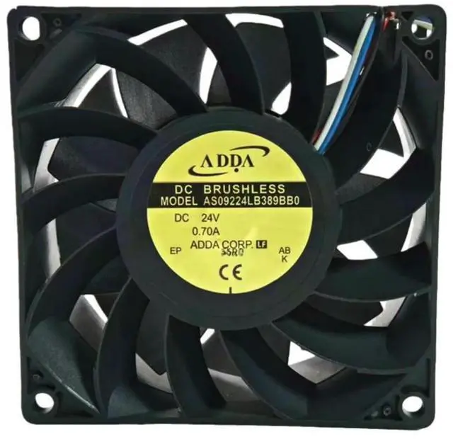 Main image of for ADDA AS09224LB389BB0 24V 0.70A 9238 Ball Bearing 92x92x38mm 5500RPM 106CFM High Airflow Industrial Cooling Fan