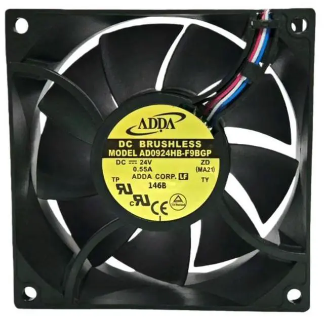 Main image of for ADDA AD0924HB-F9BGP 92x92x38mm DC24V Ball Bearing Cooling Fan High Air Flow IP68 Waterproof Dustproof for Industrial
