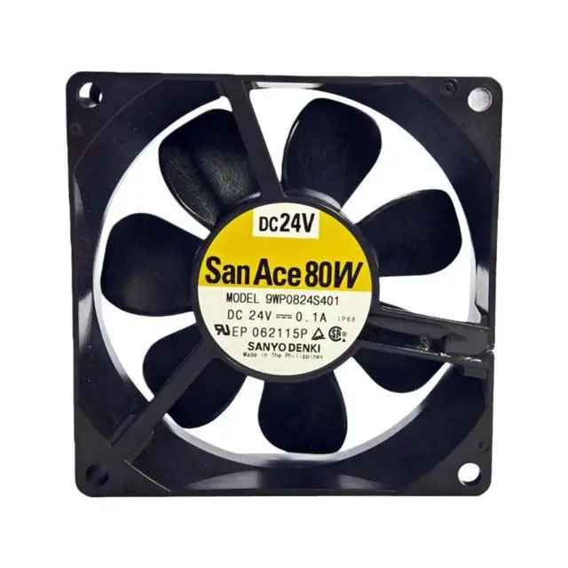 Alt view image 2 of 3 - for Sanyo 9WP0824S401 80x80x25mm DC24V IP68 Waterproof Cooling Fan, 3400RPM 42.4CFM, 34dBA for Outdoor, Industrial Equipment