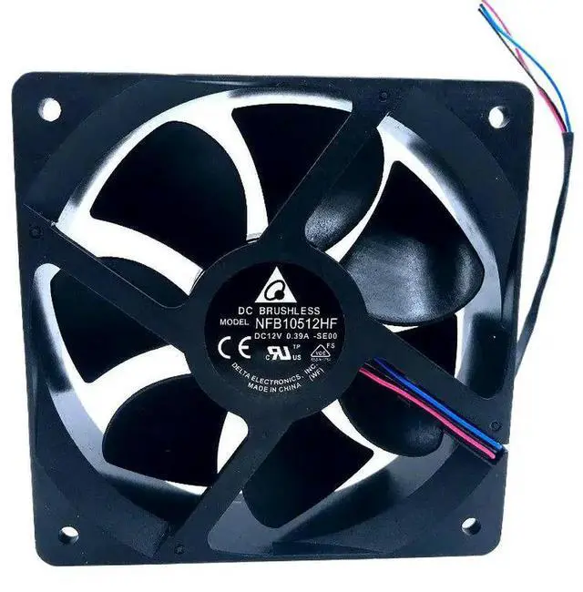 Alt view image 2 of 3 - High-Performance Server Cooling Fan for Delta NFB10512HF-7F03, 12V 0.39A 3-Wire Square Fan 105x105x32mm