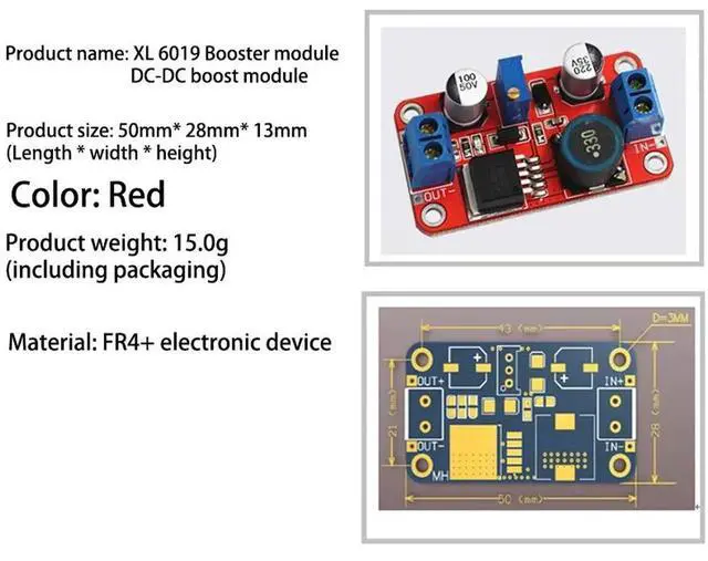 Alt view image 3 of 3 - 1pcs XL6019 DC-DC Step Up Power Module DC-DC Boost Volt Converter Adjustable Output 3V-40V To 5V-45V Power Supply