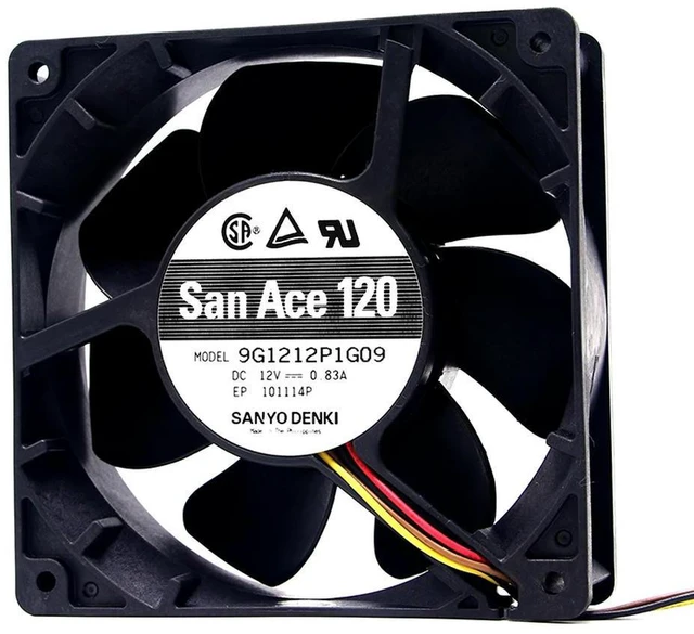 Alt view image 3 of 3 - For SANYO 9G1212P1G04 San Ace 120 120mm 12cm 12038 120x120x38mm DC 12V 0.83A Case Cooling Fan