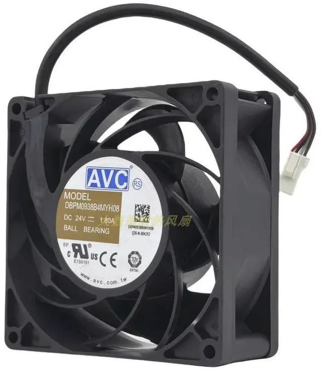 Main image of DBPM0938B4MYH08 24V DC 1.80A Industrial Fan | 90×90×38mm IP68 Waterproof High-Airflow Cooling | Dual Ball Bearing for H