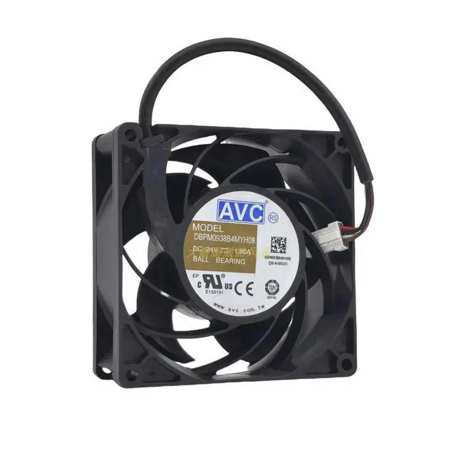 Alt view image 2 of 3 - DBPM0938B4MYH08 24V DC 1.80A Industrial Fan | 90×90×38mm IP68 Waterproof High-Airflow Cooling | Dual Ball Bearing for H