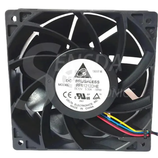 Alt view image 2 of 3 - 12cm Fan for Delta PFR1212DHE 120mm 12038 DC 12V High-Speed Cooling Fan, 7400RPM, 254CFM, 68.5dBA Car Booster, 5.2A