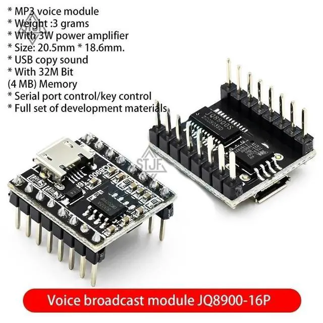 Alt view image 2 of 3 - Voice module chip customized music ligent voice broadcast USB serial port MP3 recognition module JQ8900-16P