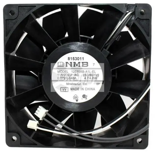 Alt view image 2 of 3 - 12038RB-A1L-EL for Dual Voltage AC Cooling Fan, 115V/220V 12cm High Airflow Chassis Industrial Cabinet 120x120x38mm