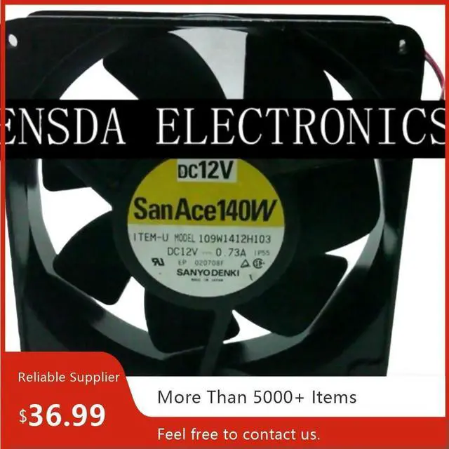 Main image of 12V 140mm X 38mm Fan for SANYO Dual Ball Bearing High Airflow Cooling 109W1412H103 Industrial & Electronics