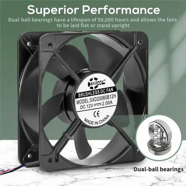 Main image of Large Size 200mm 20060 20cm DC 12V High Air Flow 540CFM 200X60MM for Vehicle Car EV Charger Station Industrial Cooling Fan