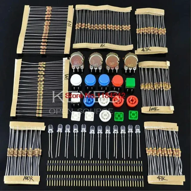 Main image of Handy Resistor Kit for Starter Kit UNO R3 LED potentiometer tact switch pin header