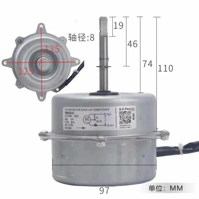 Alt view image 2 of 2 - for Air conditioning external unit motor YDK36-6 cooling fan motor
