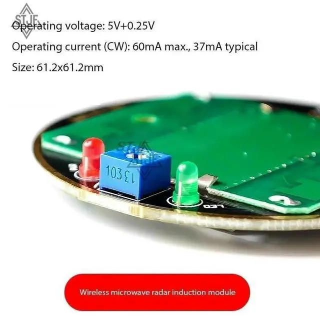 Alt view image 2 of 6 - LIVE HB100 X 10.525GHz Microwave Sensor 2-16M Doppler Radar Human Body Induction Switch Module For ardunio