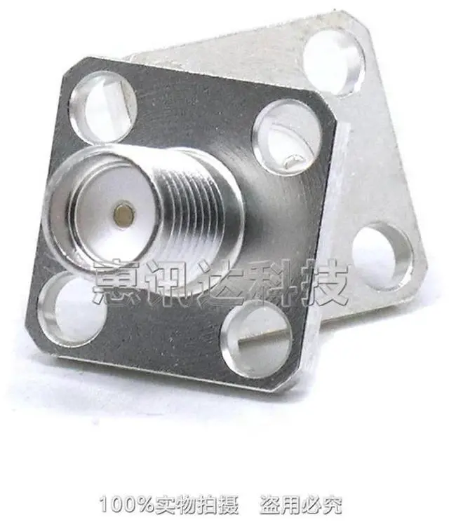 Alt view image 3 of 3 - SMA-KF-5 SMA female head with four-hole flange one-character needle welded panel clip wire SMA female seat 50KFD