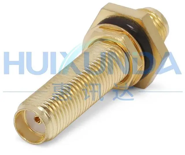 Alt view image 3 of 6 - SMA-KKY-3 SMA female to female extended nut fixed panel through wall KYK double female head through connector